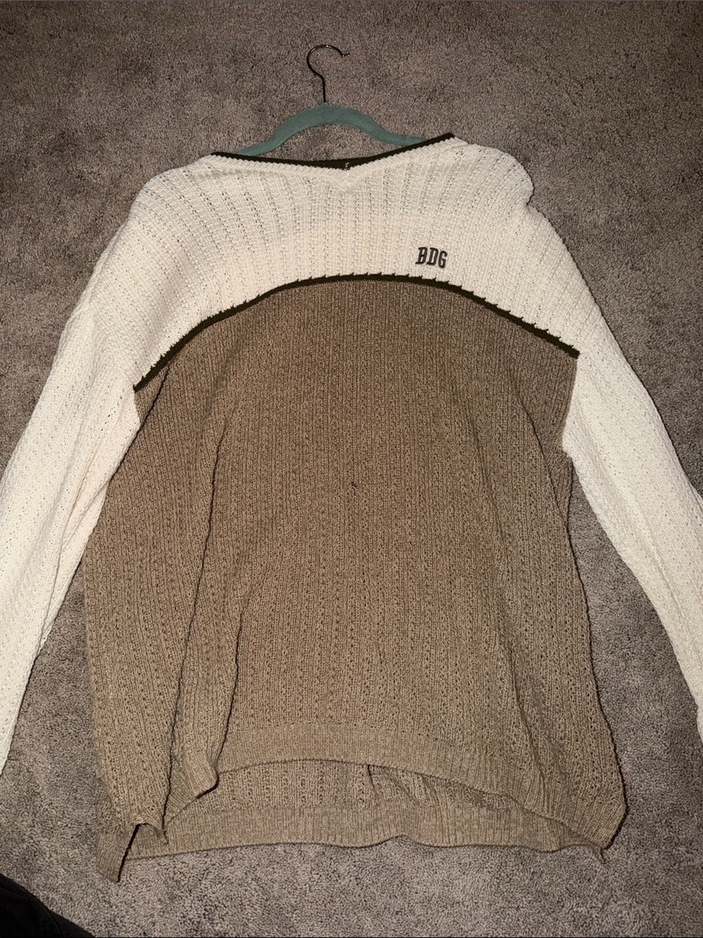 BDG oversized Cream and Brown Colorblock Knit Turtleneck Sweater